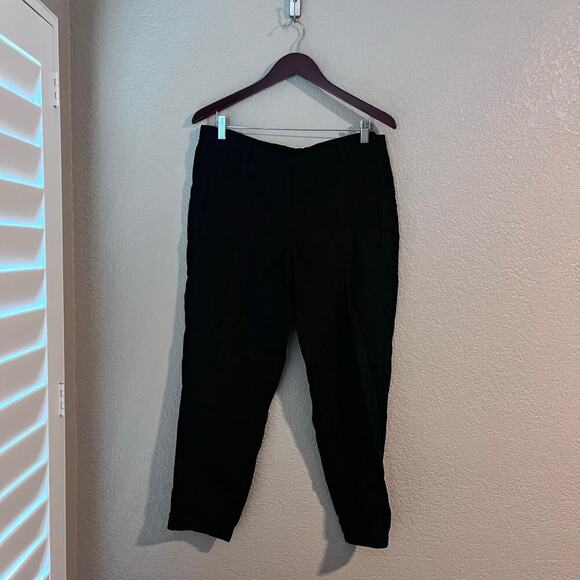 Eileen Fisher Women’s Tencel Cargo Pant Tapered Buttoned Hem Small Black Lounge - Picture 2 of 9